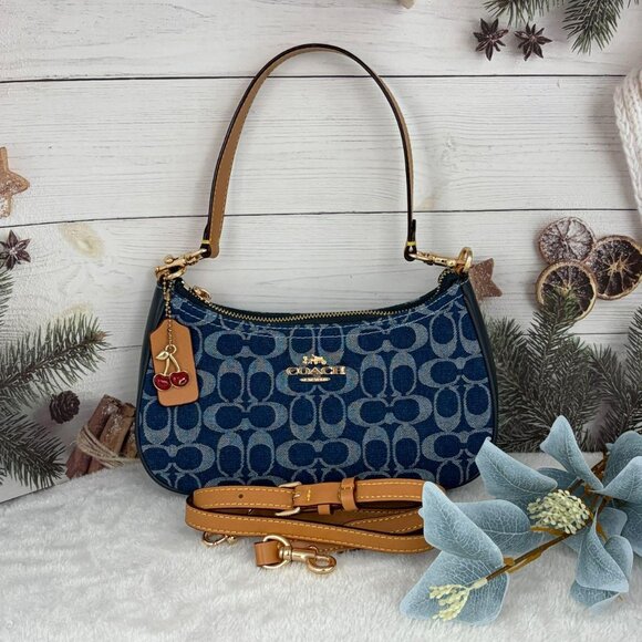 NWT Teri Denim Cherry Shoulder Bag - Picture 3 of 5